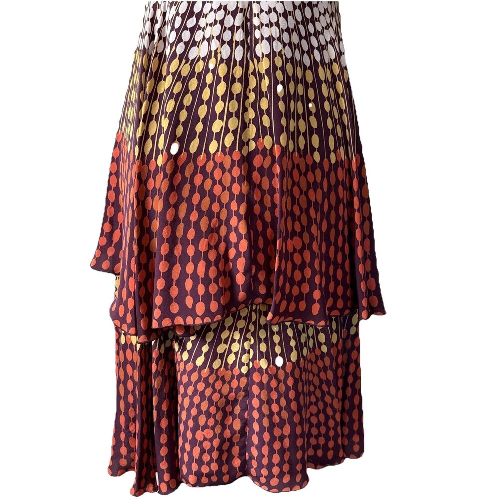 Anna Sui Made In USA Silk Ruffle Sleeveless Cocktail Dress Velvet Bow Multi Sz 4 - Picture 10 of 16